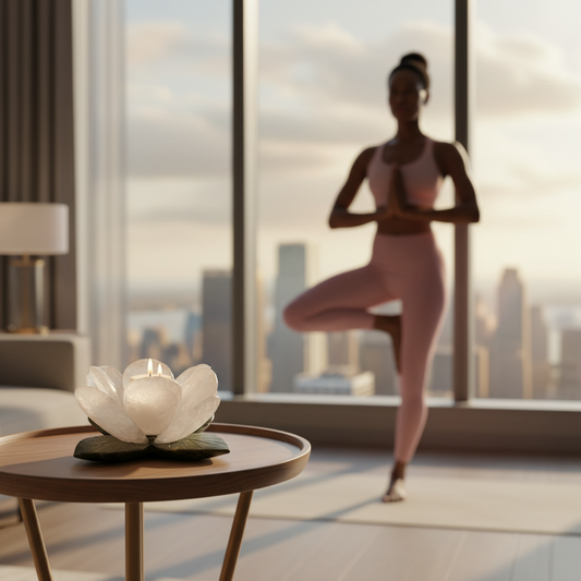 Crystal Lotus Tealight Holder – Quartz Home Décor