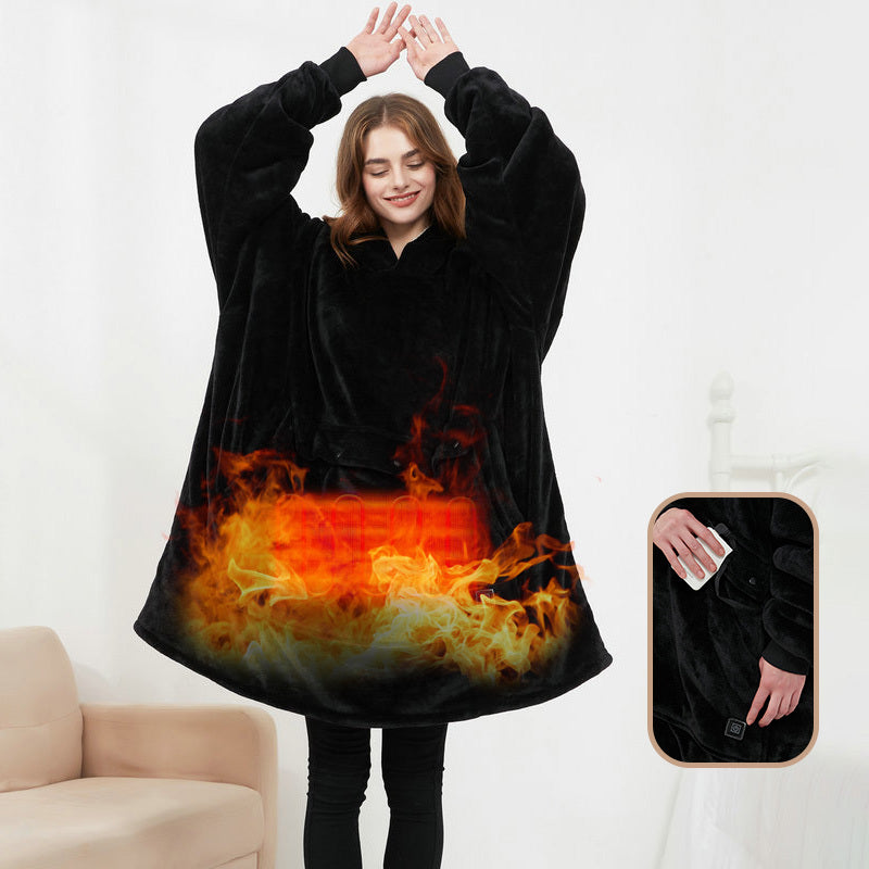 USB Heated Wearable Blanket Oversized Lazy Hoodie With Large Heating