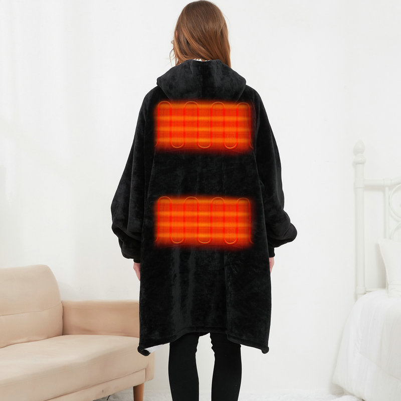 USB Heated Wearable Blanket Oversized Lazy Hoodie With Large Heating