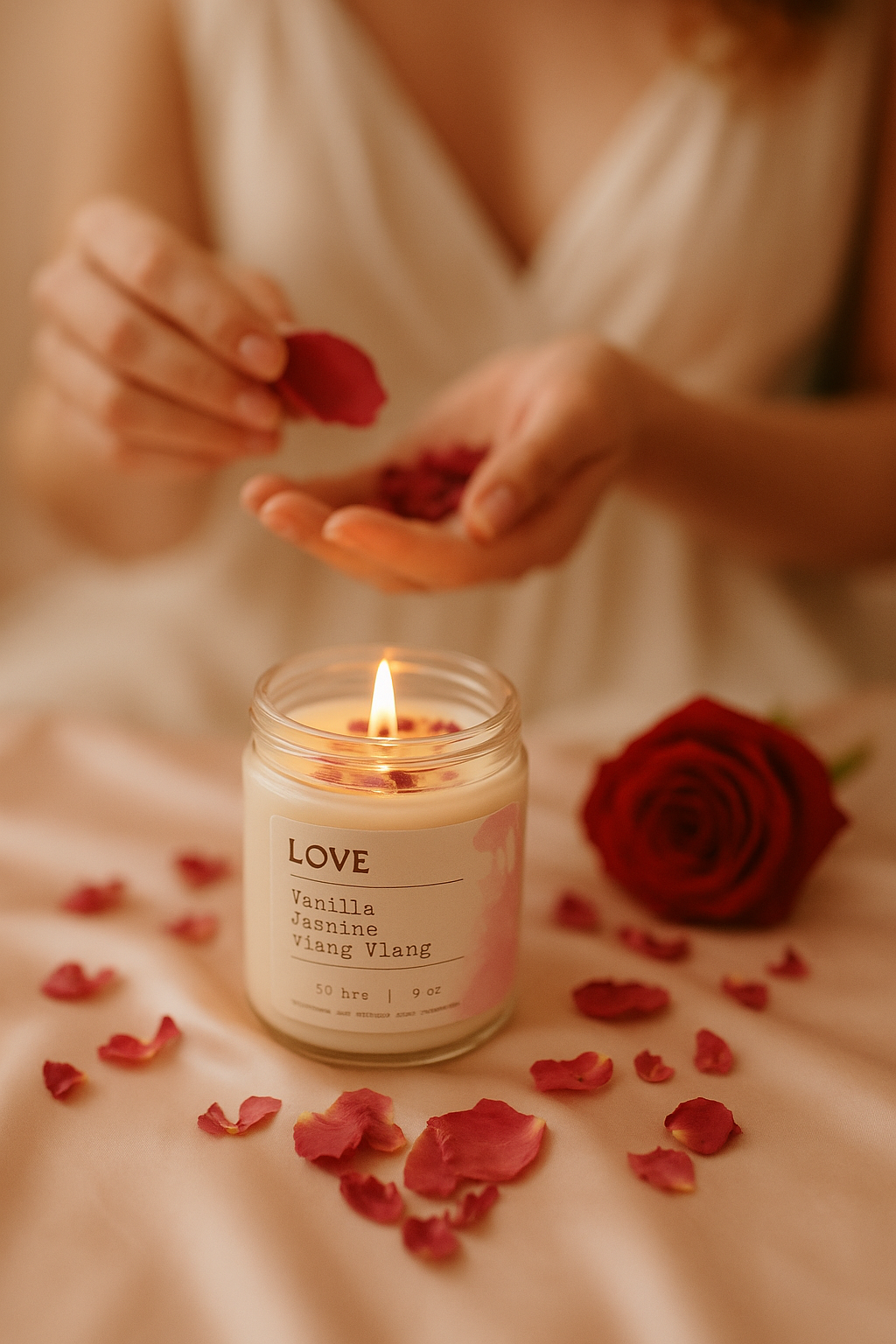 Love Petal Candle – Vanilla Jasmine Ylang Ylang