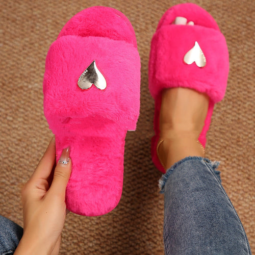 Fluffy Slipper Fall Winter Warm Home Fur Furry Slippers Women Plush