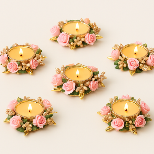 Blush Rose Glow Tealight Holders – Set of 6